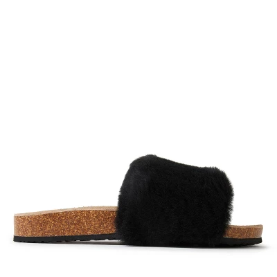 Fireside By Dearfoams Women's Canberra Genuine Shearling Band Footbed Slide Slippers 4 Fireside By Dearfoams Women's Canberra Genuine Shearling Band Footbed Slide Slippers - Image 2