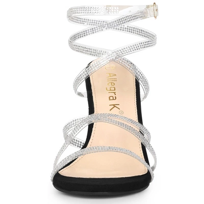 Allegra K Women's Rhinestone Lace Up Stiletto Heels Sandals 3 Allegra K Women's Rhinestone Lace Up Stiletto Heels Sandals