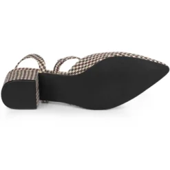 Perphy Houndstooth Printed Pointed Toe Slingback Chunky Heels Mules For Women -Bearpaw Shoes Shop GUEST 95b125b2 8c27 4217 87c5 d76a606767ff