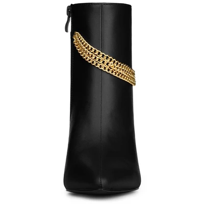 Allegra K Women's Pointy Toe Triple Chains Stiletto Heels Ankle Boots 4 Allegra K Women's Pointy Toe Triple Chains Stiletto Heels Ankle Boots - Image 2