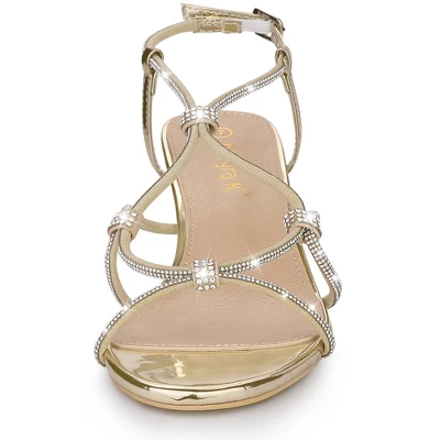 Allegra K Women's Rhinestone Strappy Slingback Stiletto Heel Sandals 3 Allegra K Women's Rhinestone Strappy Slingback Stiletto Heel Sandals