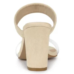 Allegra K Women's Dual Clear Strap Block Heels Slides Sandals -Bearpaw Shoes Shop GUEST 9eba1ac8 3e36 40f1 82d8 544f33a0c4ba