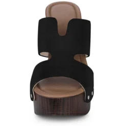 Perphy Women's Sandal Platform Slip On Block High Heels Slides Mule