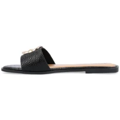 Journee Collection Womens Joarie Tru Comfort Foam Slip On Croco Slide Sandals
