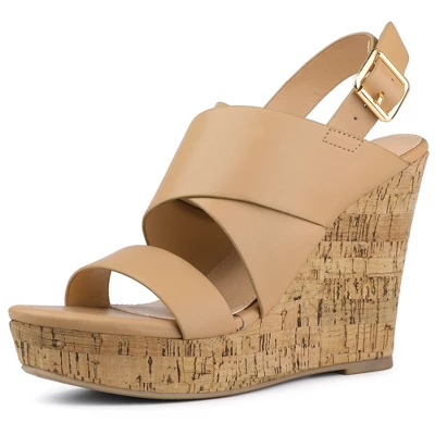 Allegra K Women's Wood Wedges Platform Wedge Sandals 11 Allegra K Women's Wood Wedges Platform Wedge Sandals - Image 9