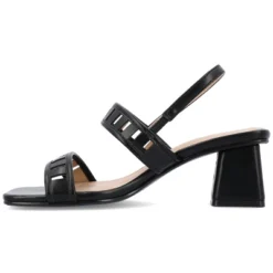 Journee Collection Womens Ismay Laser Cut Sling Back Block Heel Sandals
