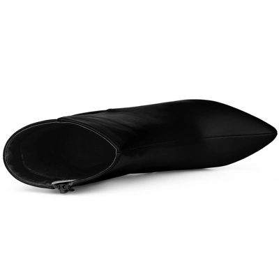 Perphy Women's Pointed Toe Zipper Block Heels Ankle Boots 5 Perphy Women's Pointed Toe Zipper Block Heels Ankle Boots - Image 3