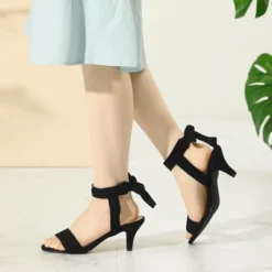 Perphy Women's Open Toe Ankle Tie Bridal Kitten Heels Sandals