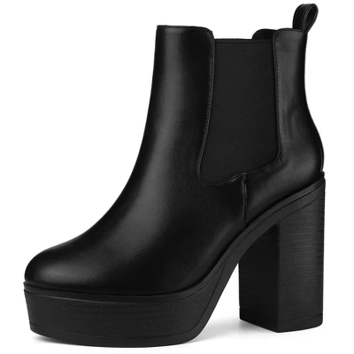Allegra K Women's Platform Chunky High Heels Chelsea Ankle Boots 9 Allegra K Women's Platform Chunky High Heels Chelsea Ankle Boots - Image 7