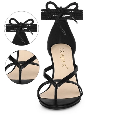 Allegra K Women's Flip Flops Chunky Heel Lace Up Heels Sandals 3 Allegra K Women's Flip Flops Chunky Heel Lace Up Heels Sandals