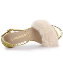 Allegra K Women's Glitter Faux Fur Stiletto Heel Sandals -Bearpaw Shoes Shop GUEST accb6745 31d4 4cd2 9c3b ef2608c89231