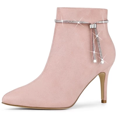 Allegra K Women's Bling Rhinestone Pointed Toe Stiletto Heels Ankle Boots 10 Allegra K Women's Bling Rhinestone Pointed Toe Stiletto Heels Ankle Boots - Image 8