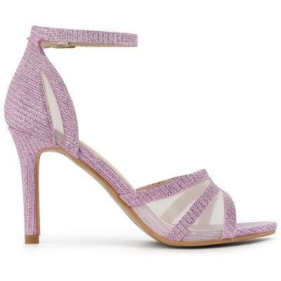 Allegra K Women's Glitter Ankle Strap Stiletto Heels 7 Allegra K Women's Glitter Ankle Strap Stiletto Heels - Image 5