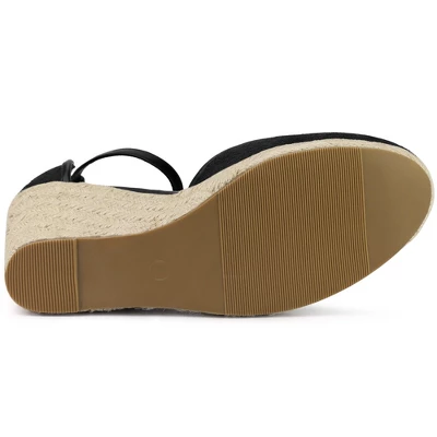 Allegra K Women's Closed Toe Espadrille Platform Heels Lace Wedge Sandals 7 Allegra K Women's Closed Toe Espadrille Platform Heels Lace Wedge Sandals - Image 5