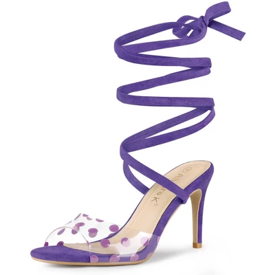 Allegra K Women's Polka Dots Clear Heel Lace Up Stiletto Heels Sandals 10 Allegra K Women's Polka Dots Clear Heel Lace Up Stiletto Heels Sandals - Image 8