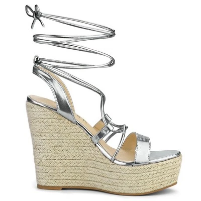 Allegra K Women's Espadrilles Platform Wedges Heel Lace Up Sandals 8 Allegra K Women's Espadrilles Platform Wedges Heel Lace Up Sandals - Image 6