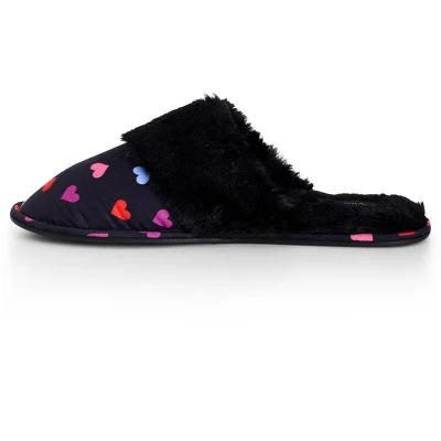 Women's EXTRA WIDE FIT Ellie Print Slipper - Black Heart | CLOUDWALKERS 4 Women's EXTRA WIDE FIT Ellie Print Slipper - Black Heart | CLOUDWALKERS - Image 2