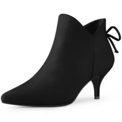 Perphy Women's Pointed Toe Bow Zip Kitten Heel Ankle Booties -Bearpaw Shoes Shop GUEST bee9b89f 6ebb 4041 871d b9088e78e9dd