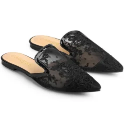 Allegra K Women's Pointed Toe Floral Embroidery Flats Mules -Bearpaw Shoes Shop GUEST c0858cec 424a 424b bb17 137ac574e03e