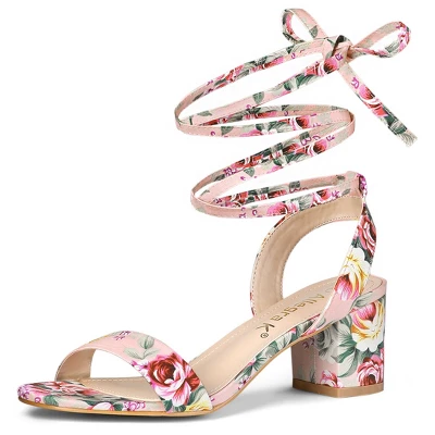 Allegra K Women's Block Heel Lace Up Heel Sandals 10 Allegra K Women's Block Heel Lace Up Heel Sandals - Image 8