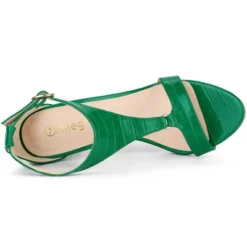 Allegra K Women's T Strap Croc Embossed Stiletto Heel Sandals -Bearpaw Shoes Shop GUEST c57561e1 cca0 4919 9fb3 a0b98f9e2596