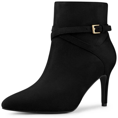 Allegra K Women's Pointy Toe Buckle Cross Straps Stiletto Heel Ankle Boots 8 Allegra K Women's Pointy Toe Buckle Cross Straps Stiletto Heel Ankle Boots - Image 6