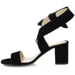 Journee Signature Womens Genuine Leather Hether Hook And Loop Block Heel Sandals