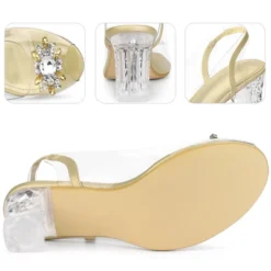 Perphy Women's Clear Slingback Rhinestone Peep Toe Block Sandal Heels -Bearpaw Shoes Shop GUEST cccfa2c5 1e8a 4185 bb15 ad4bedbfd12a