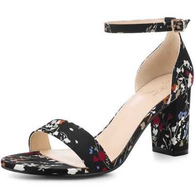 Perphy Women's Floral Open Toe Ankle Strap Chunky Heels Sandals 9 Perphy Women's Floral Open Toe Ankle Strap Chunky Heels Sandals - Image 7