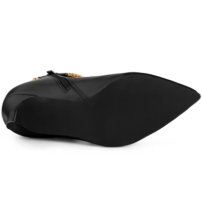 Allegra K Women's Pointy Toe Triple Chains Stiletto Heels Ankle Boots 7 Allegra K Women's Pointy Toe Triple Chains Stiletto Heels Ankle Boots - Image 5