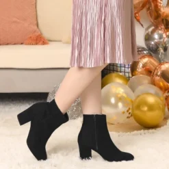 Perphy Women's Round Toe Chunky High Heels Ankle Boots -Bearpaw Shoes Shop GUEST cfeec2d1 0922 4ed3 8e5c c1e3fb1a7131