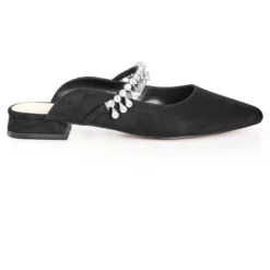 Women's Wide Fit Strappy Point Mule - Black | EVANS