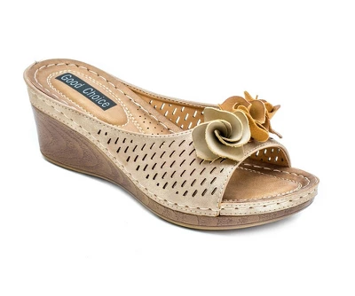 GC Shoes Juliet Perforated Flower Comfort Slide Wedge Sandals 12 GC Shoes Juliet Perforated Flower Comfort Slide Wedge Sandals - Image 10