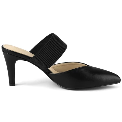 Allegra K Women's Pointed Toe Elastic Strap Stiletto Heels Mules 8 Allegra K Women's Pointed Toe Elastic Strap Stiletto Heels Mules - Image 6
