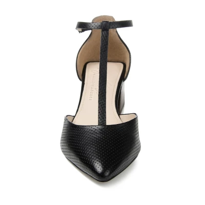 Journee Signature Womens Genuine Leather Cameela Buckle Low Stacked Heel Almond Toe Pumps 7 Journee Signature Womens Genuine Leather Cameela Buckle Low Stacked Heel Almond Toe Pumps - Image 5