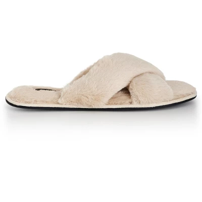 Women's Plus Size WIDE FIT Jojo Cross Slipper - Cream | EVANS 4 Women's Plus Size WIDE FIT Jojo Cross Slipper - Cream | EVANS - Image 2