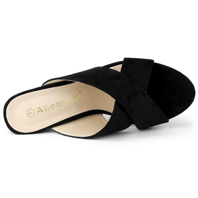 Allegra K Women's Crisscross Strap Block Heel Slide Sandals 6 Allegra K Women's Crisscross Strap Block Heel Slide Sandals - Image 4