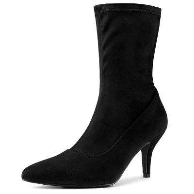 Allegra K Women's Pointy Toe Stretch Sock Stiletto Heels Ankle Boots 9 Allegra K Women's Pointy Toe Stretch Sock Stiletto Heels Ankle Boots - Image 7