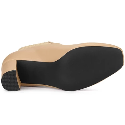 Allegra K Women's Square Toe Block Heels Chelsea Boots 7 Allegra K Women's Square Toe Block Heels Chelsea Boots - Image 5