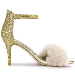 Allegra K Women's Glitter Faux Fur Stiletto Heel Sandals -Bearpaw Shoes Shop GUEST e555d5b6 37b2 4a01 99cd a84d2ecca6b8