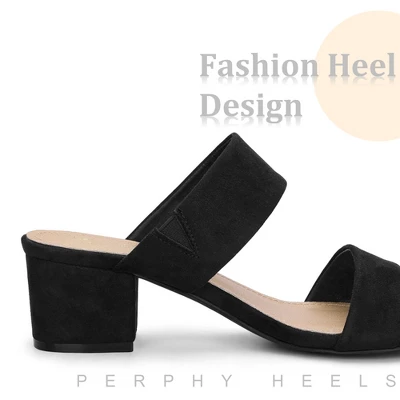 Women's Open Toe Dual Straps Block Heels Slide Sandals 6 Women's Open Toe Dual Straps Block Heels Slide Sandals - Image 4