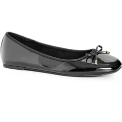 Women's WIDE FIT Patent Ballet Flat - Black | EVANS