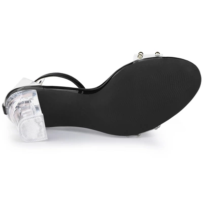 Allegra K Women's Clear Block Heel Ankle Strap Heeled Sandals 7 Allegra K Women's Clear Block Heel Ankle Strap Heeled Sandals - Image 5