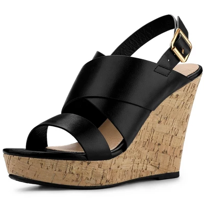 Allegra K Women's Wood Wedges Platform Wedge Sandals 9 Allegra K Women's Wood Wedges Platform Wedge Sandals - Image 7