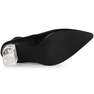 Perphy Ankle Strap Pointed Toe Clear Chunky Heel Pumps For Women 6 Perphy Ankle Strap Pointed Toe Clear Chunky Heel Pumps For Women - Image 4