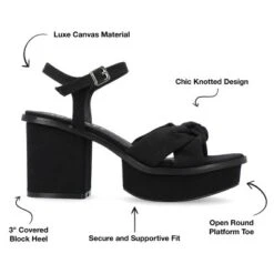 Journee Collection Womens Garner Knit Inset Platform Block Heel Sandals -Bearpaw Shoes Shop GUEST f395b0b3 ebb2 40b4 8e27 7eaa5df3790c