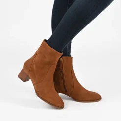 Journee Signature Womens Genuine Leather Airly Almond Toe Stacked Ankle Booties -Bearpaw Shoes Shop GUEST f3b4d5e4 14e5 46e4 9ac2 eb0d470930b0