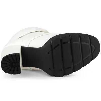 Allegra K Women's Platform Foldable Chunky Heels Lace Up Ankle Boots 8 Allegra K Women's Platform Foldable Chunky Heels Lace Up Ankle Boots - Image 6