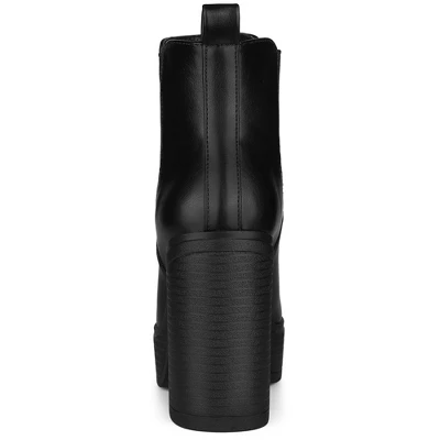 Allegra K Women's Platform Chunky High Heels Chelsea Ankle Boots 5 Allegra K Women's Platform Chunky High Heels Chelsea Ankle Boots - Image 3