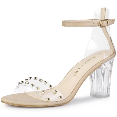 Allegra K Women's Clear Block Heel Ankle Strap Heeled Sandals 10 Allegra K Women's Clear Block Heel Ankle Strap Heeled Sandals - Image 8